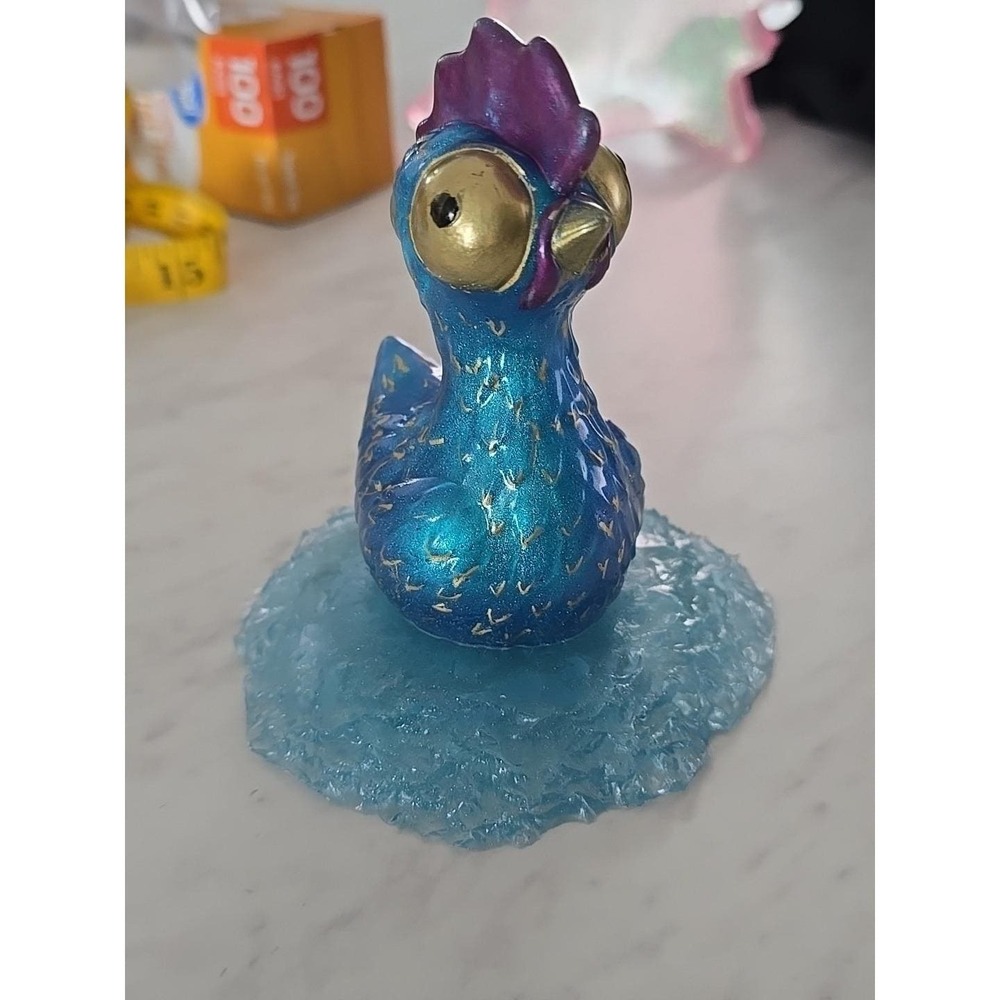 Handmade Resin Chicken On Nest Blue Decoration Gift Paperweight 725 - Picture 5 of 6